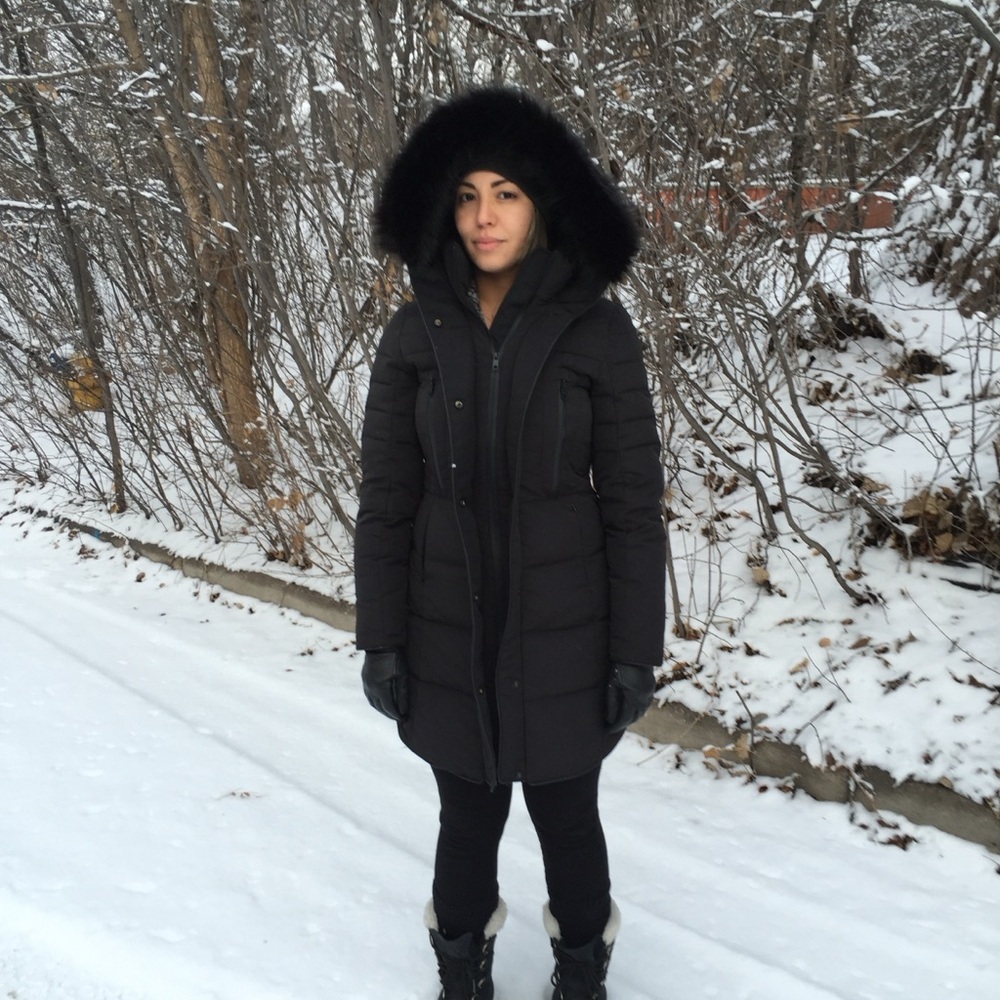 Zara Black Women's Quilted Hooded Winter Coat size M
